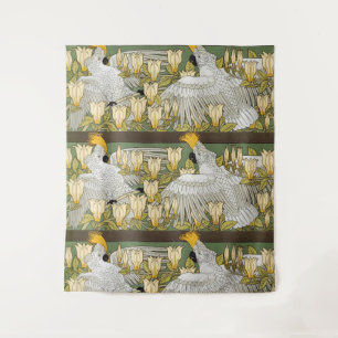 Tapete De Parede Papagaio Cacatua Verde Salvia Vintage Arte Magnóli