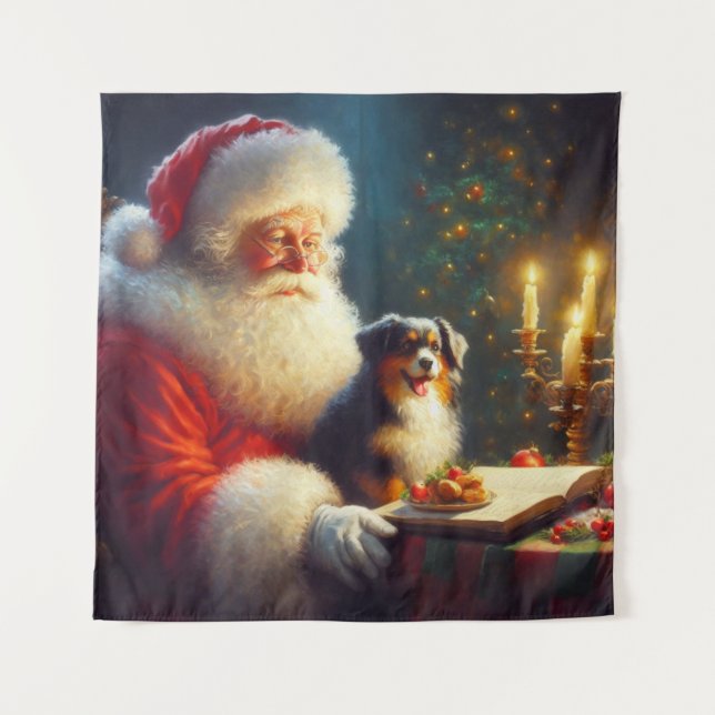 Tapete De Parede Papai Noel de Natal com Cães 5 (Frente)