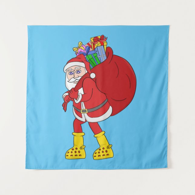 Tapete De Parede Papai Noel Vestindo Big Yellow Boots (Frente)