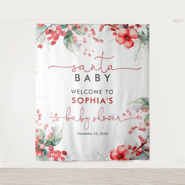 Tapete De Parede Papais noeis Chá de fraldas de Natal (Frente)