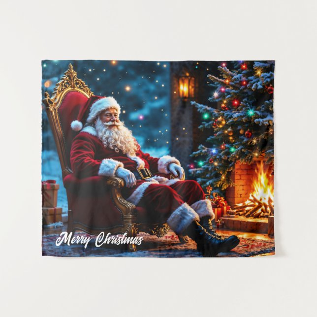 Tapete De Parede Papais noeis do Polo Norte Luzes de Natal fantasia (Frente (Horizontal))