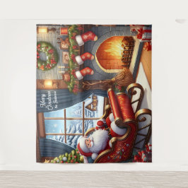 Tapete De Parede Papais noeis em repouso por Lareira