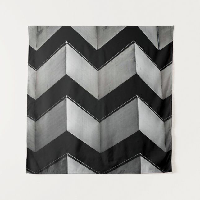 TAPETE DE PAREDE PAPEL DE PAREDE CHEVRON PRETO E BRANCO (Frente)