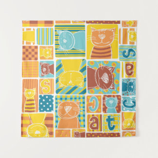 Tapete De Parede Papel de parede, papel de tecido de gato engraçado