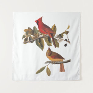 Tapete De Parede Par de Cardinals de Audubon em Árvore de Amêndoa S