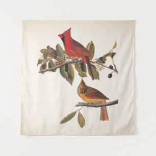 Tapete De Parede Par de Cardinals de Audubon em Árvore de Amêndoa S