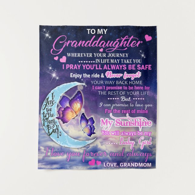 Tapete De Parede Para a minha neta Butterflies Aniversário, Dotada  (Frente)