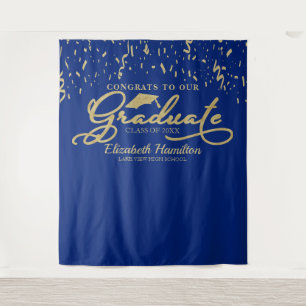 Tapete De Parede Parabéns ao Graduado Fundo Dourado e Azul