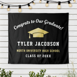 Tapete De Parede Parabéns ao nosso Formando, preto e personalizado 