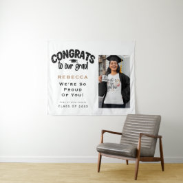 Tapete De Parede Parabéns ao nosso graduado Foto Nome Preto Dourado