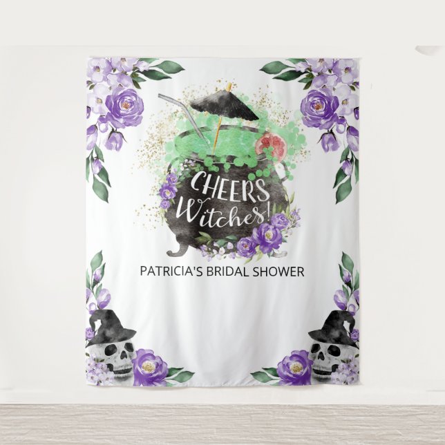 Tapete De Parede Parabéns Bruxas Festa de Noivado do Halloween Fund (Frente)