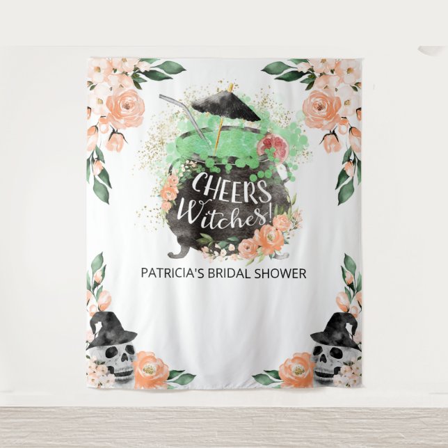 Tapete De Parede Parabéns Bruxas Sarau de Chá de Panela de Hallowee (Frente)