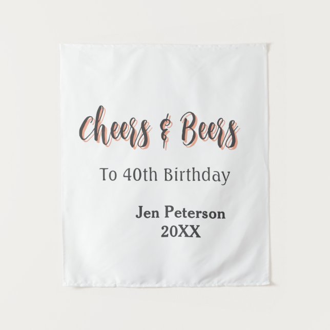 Tapete De Parede Parabéns & cervejas para 40 anos de idade cinza no (Frente)