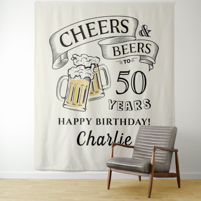 Tapete De Parede Parabéns de Tipografia e Cervejas para Aniversário (In Situ)