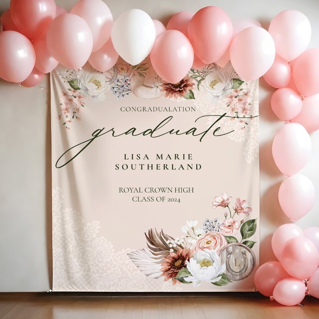 Tapete De Parede Parabéns Formando Cowgirl Country Western (Congratulation Graduate Cowgirl Country Western Tapestry)