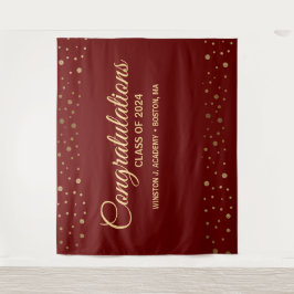 Tapete De Parede Parabéns Ouro Vermelho Classe de Graduação 2024