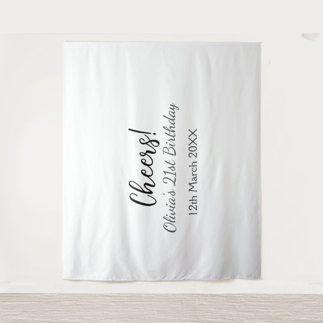 Tapete De Parede Parabéns pelos 21 anos adicionar nome data simples (Frente)