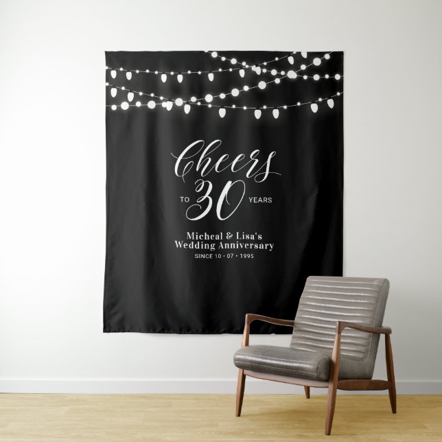 Tapete De Parede Parabéns por 30 anos Preto e Branco 30º Aniversári (In Situ)