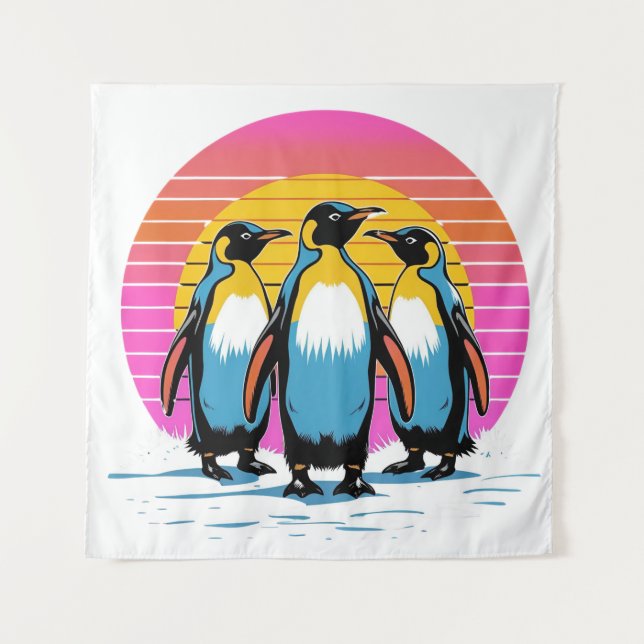Tapete De Parede Parada do Pinguim - Família de Pinguins Ultramarin (Frente)
