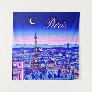 Tapete De Parede Paris ao Crepúsculo sob uma Lua Crescente