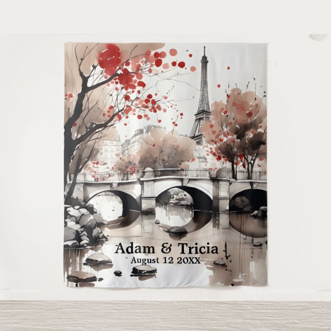 Tapete De Parede Parisian Autumn Dream Wedding Backdrop (Frente)