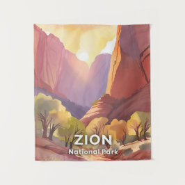 Tapete De Parede Parque Nacional de Zion | Aquarela de Viagem