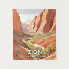 Tapete De Parede Parque Nacional de Zion | Viagem Aquarela Vale
