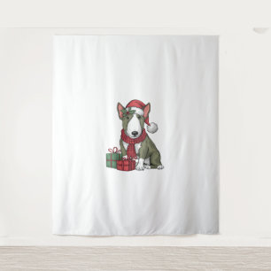 Tapete De Parede Partido Xmas Decorre Papais noeis Bull Terrier Dog
