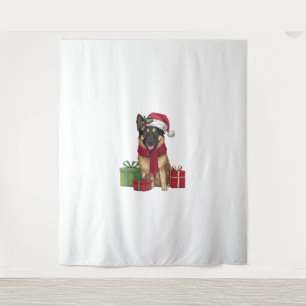 Tapete De Parede Partido Xmas Papai noel Cão Malinois Belga