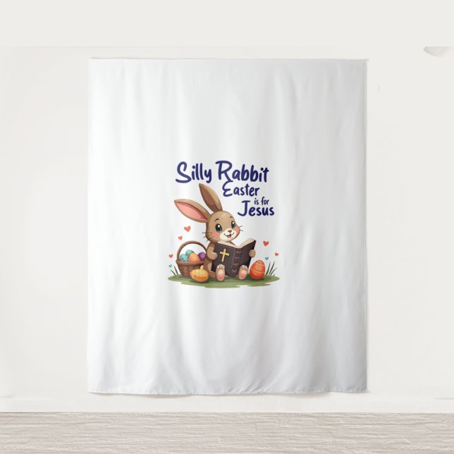 Tapete De Parede Páscoa de coelho bobo é para Jesus Design cristão (Frente)