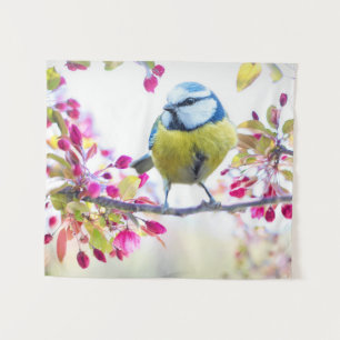 Tapete De Parede Pássaro Azul e Amarelo bonito em uma Fotografia d