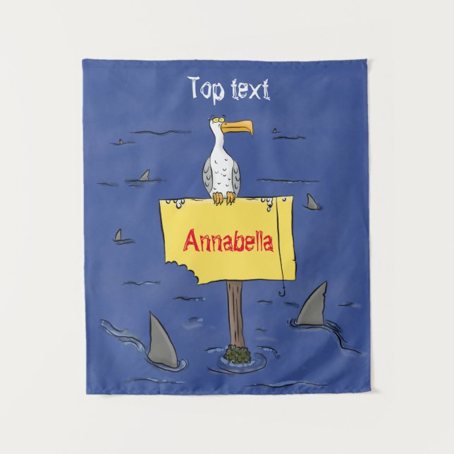 Tapete De Parede Pássaro-do-mar engraçado circulado por desenhos an (Frente)