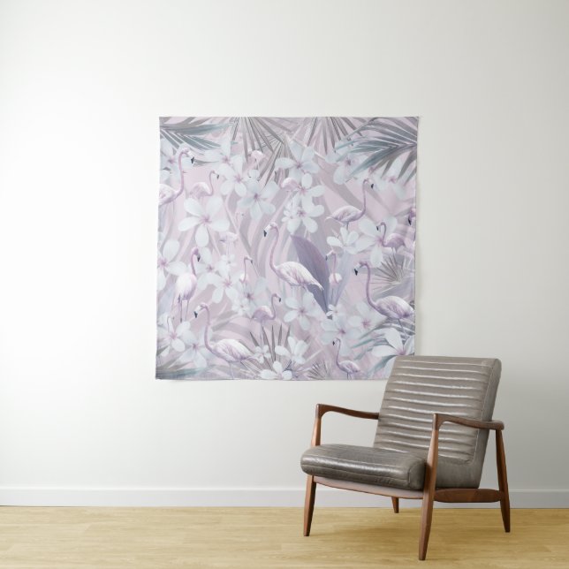 Tapete De Parede Pastel Flamingo Jungle Love 4 #art #tropical (In Situ)