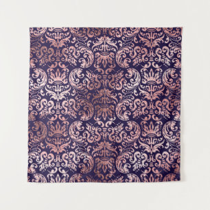 Tapete De Parede Pat clássico de folha rosa de ouro úmido e sem cos