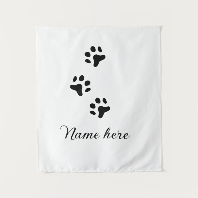 Tapete De Parede Pata de cão e animal preto acrescentar nome texto  (Frente)