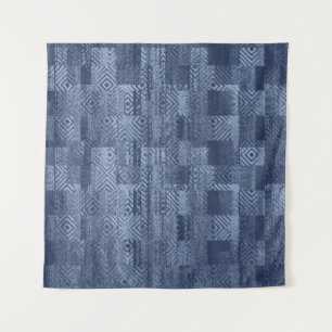 Tapete De Parede Patchwork Memphis de Abstrato Denim minimo