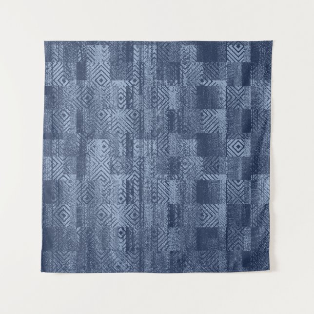 Tapete De Parede Patchwork Memphis de Abstrato Denim minimo (Frente)