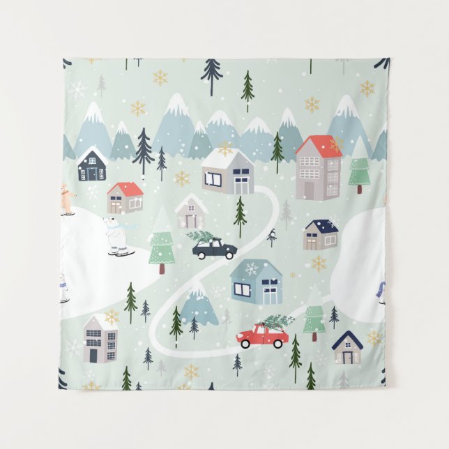 Tapete De Parede Pátria de inverno: Natal do Urso Polar (Frente)