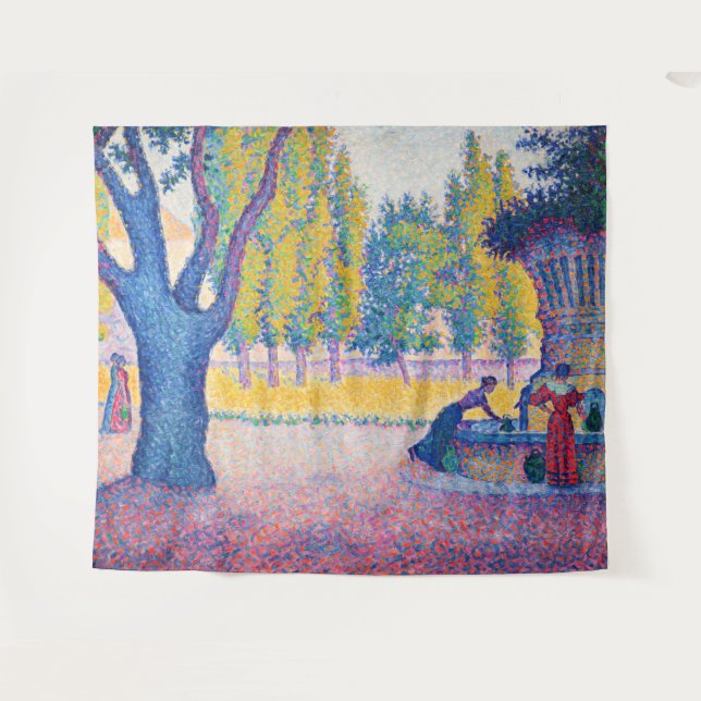 Tapete De Parede Paul Signac - Fountain des Lices, Santo-Tropez (Frente (Horizontal))