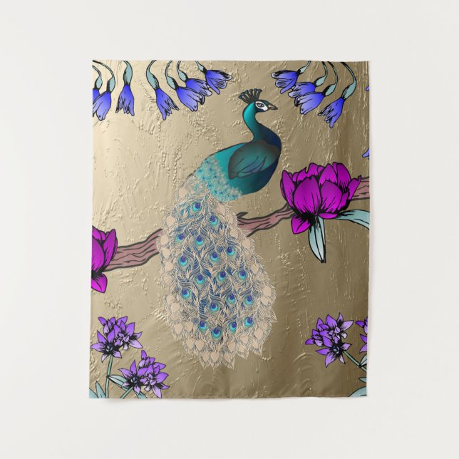 Tapete De Parede Pavão Dourado (Frente)