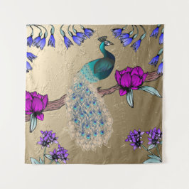 Tapete De Parede Pavão Dourado