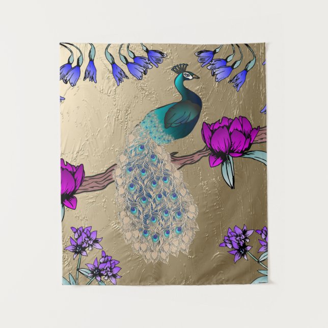 Tapete De Parede Pavão Dourado (Frente)