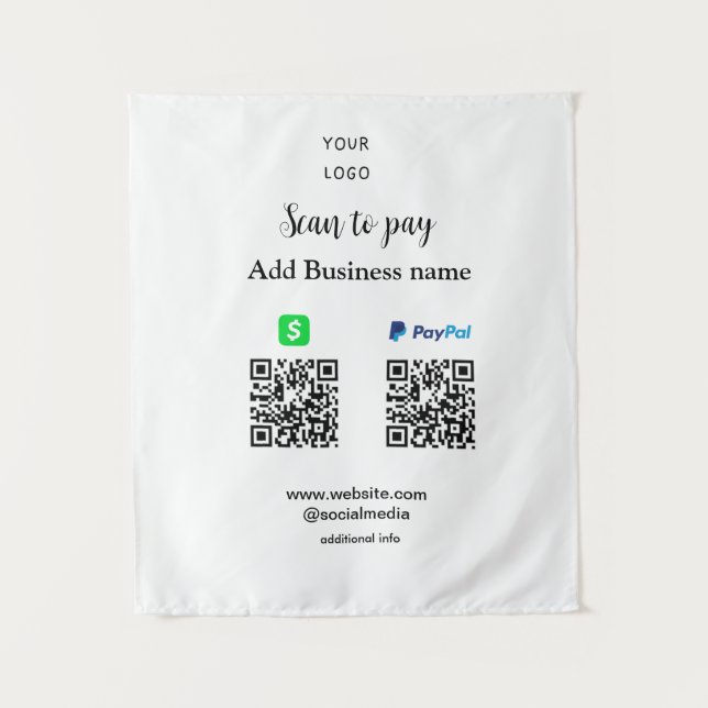 Tapete De Parede Paypal Cashapp digitalizar para pagar QR adicionar (Frente)