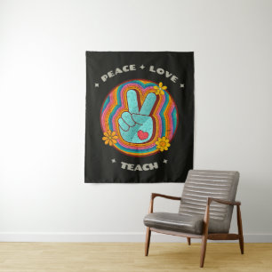 Tapete De Parede Paz Amor Ensinar Vintage Retro 70s Hippie