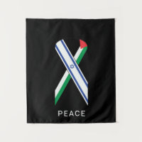 Paz para Israel e Palestina bandeiras de fita negr