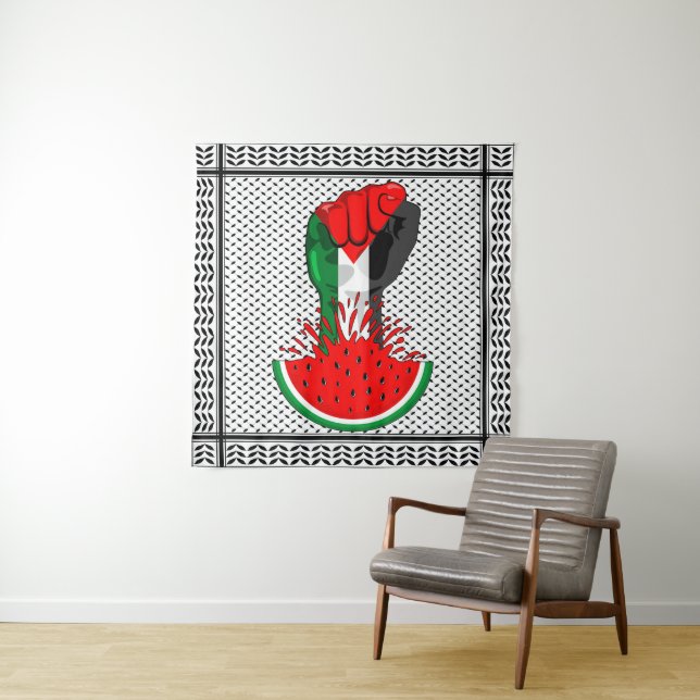 Tapete De Parede Pé de resistência da Palestina em Watermelon (In Situ)