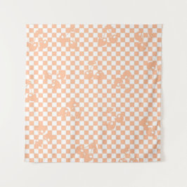 Tapete De Parede Peach Fuzz Cherry Gingham Patterno