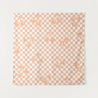 Tapete De Parede Peach Fuzz Cherry Gingham Patterno