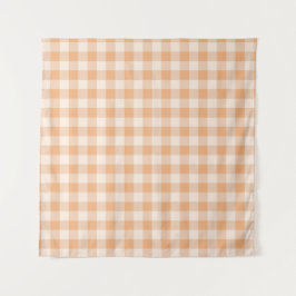 Tapete De Parede Peach White Checkered Gingham Patterno