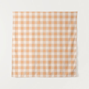 Tapete De Parede Peach White Checkered Gingham Patterno